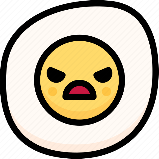 Angry, emoji, emotion, expression, face, feeling, fried egg icon - Download on Iconfinder