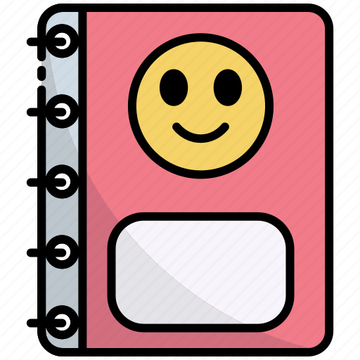 Notebook, book, friendship, smiley, diary, journal, face icon - Download on Iconfinder