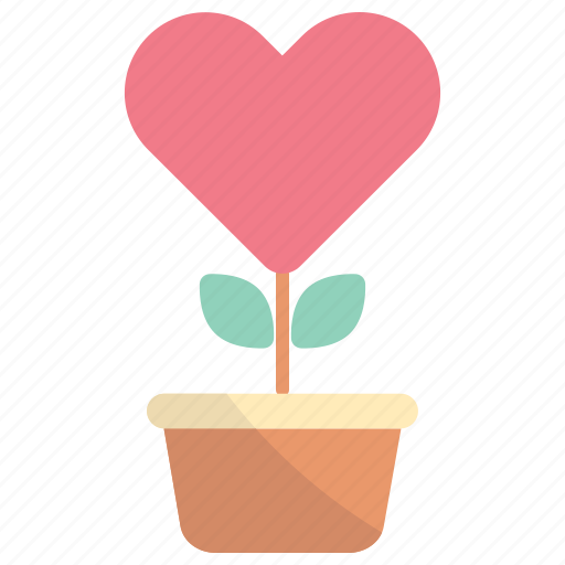 Love, pot, heart, romantic, friendship, romance, growth icon - Download on Iconfinder