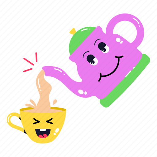 Teacup, tea kettle, best friends, pouring tea, tea pot icon - Download on Iconfinder