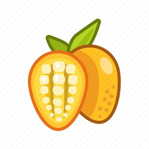 Cut, fruit, mango, sweet, yellow, cartoon, food icon - Download on Iconfinder