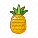 fruit, pineapple, sweet, yellow, cartoon, food