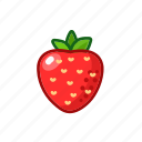 berry, fruit, strawberry, summer, sweet, cartoon, food