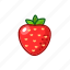 berry, fruit, strawberry, summer, sweet, cartoon, food 