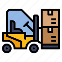 box, forklift, parcel, with