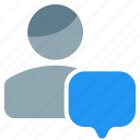 chat, single user, message, chat bubble