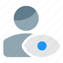 view, single user, eye, visible