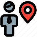 location, single man, map, pin