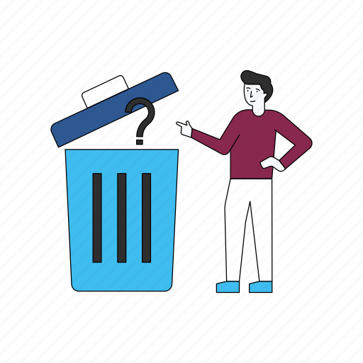 Trashbin, open, questionmark, male, person icon - Download on Iconfinder