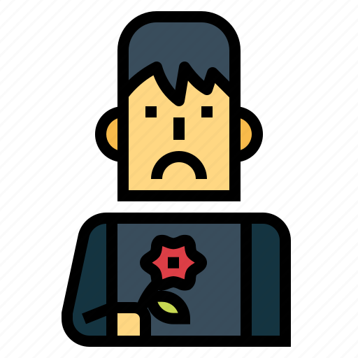 Man, avatar, grief, sad, flower icon - Download on Iconfinder