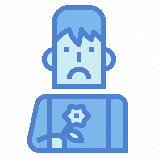 Man, avatar, grief, sad, flower icon - Download on Iconfinder