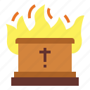 cremation, funeral, coffin, fire, box