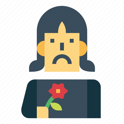Woman, avatar, grief, sad, flower icon - Download on Iconfinder