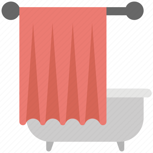Bathroom, bathroom interiors, bathtub with hanging towel, home interior, modern bathroom icon - Download on Iconfinder