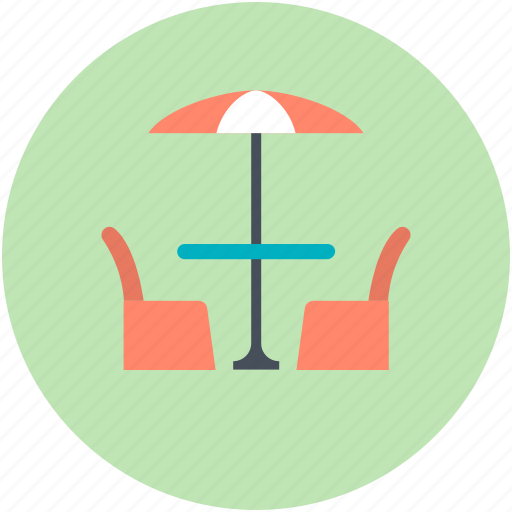 Chairs, open air restaurant, outdoor furniture, parasol, restaurant furniture, table icon - Download on Iconfinder