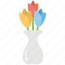 ceramic vase, colored tulips, flower vase, home interior, vase