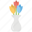 ceramic vase, colored tulips, flower vase, home interior, vase 