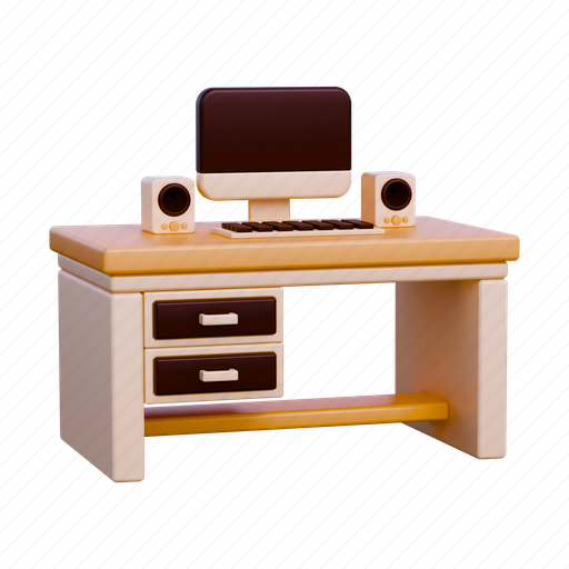 Study desk, study, desk, interior, learning, furniture, table 3D illustration - Download on Iconfinder
