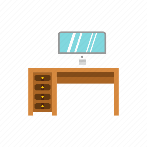 Computer, decor, desk, furniture, leg, wooden, work icon - Download on Iconfinder