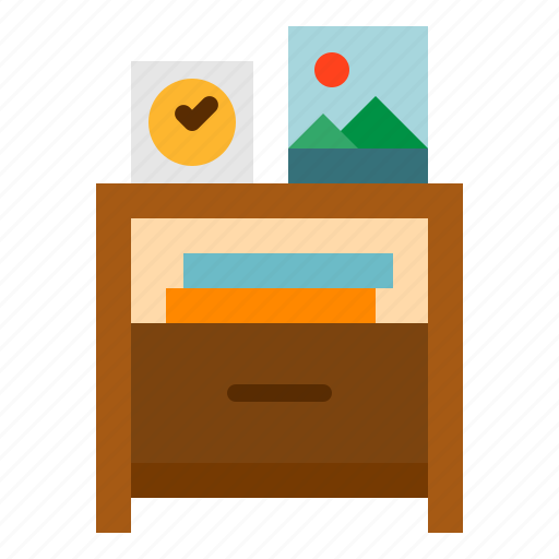Bed, bedroom, bedside, shelves, table icon - Download on Iconfinder
