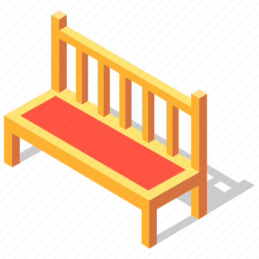 Bench, chair, furniture, garden, isometric, seat icon - Download on Iconfinder