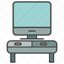 desktop, electronic, furniture, screen, television, tv