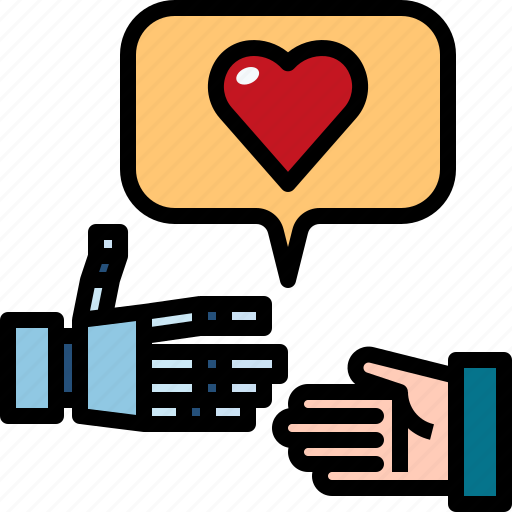 Cooperative, future, hand, handshake, heart, partner, robot icon - Download on Iconfinder