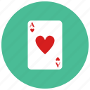 ace, card, gambling, game, heart