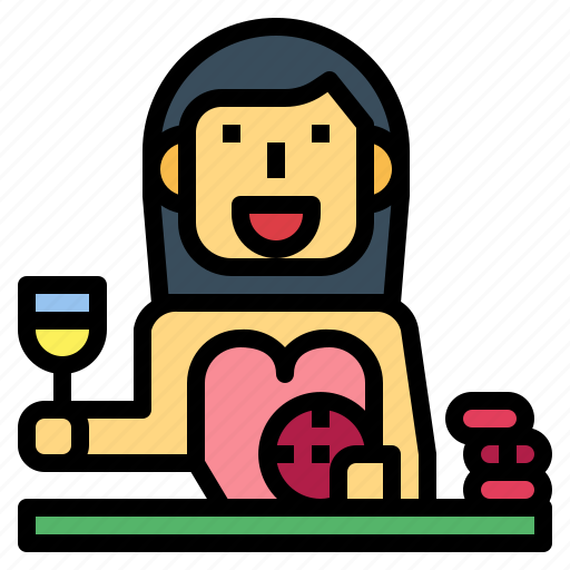 Gambler, gambling, wine, wager, woman icon - Download on Iconfinder