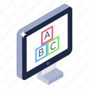 monitor letters, monitor alphabets, basic learning, rudiment game, online learning games 