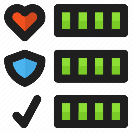 Energy, game, love, item, shield, checklist, heart icon - Download on Iconfinder