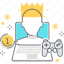 computer, crown, game, game controller, king, profile, win
