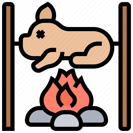 Bonfire, camping, food, grilling, pig icon - Download on Iconfinder
