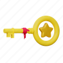 golden, key, game, illustration, password, protection, security, lock, login, 3d cartoon, isolated, stylized, item 