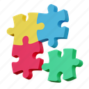 jigsaw, puzzle, game, icon, 3d, illustration 