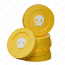 pirate, gold, coin, game, illustration, gaming, 3d cartoon, isolated, stylized, item 