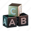 alphabet, cube, game, dice 