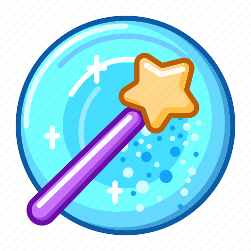Magic, wand, blue, stuff, mage, class, cartoon icon - Download on Iconfinder