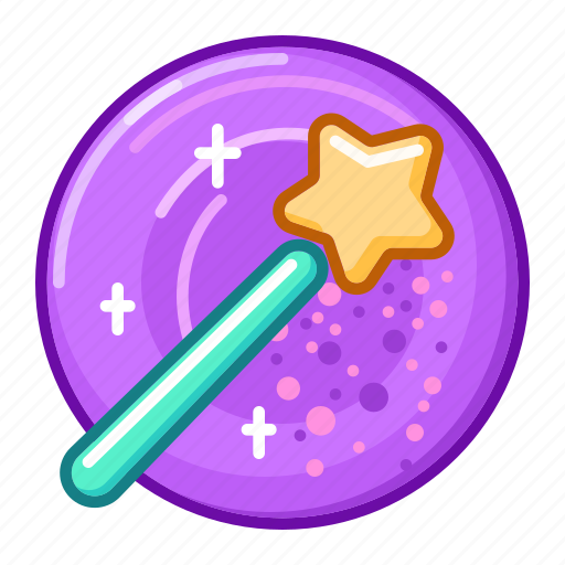 Magic, wand, pirple, stuff, mage, class, cartoon icon - Download on Iconfinder