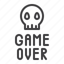 game, over, skull, text