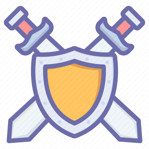 Defend, fight, game, gaming, knight, shield, swords icon - Download on Iconfinder