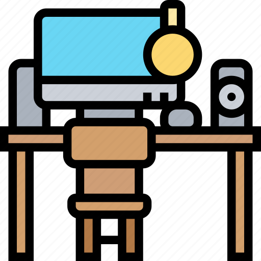 Desk, computer, workplace, office, electronic icon - Download on Iconfinder
