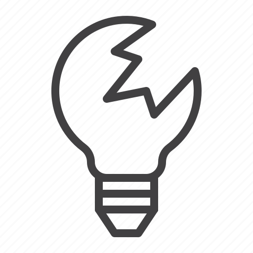 Broken, lightbulb, lamp, glass icon - Download on Iconfinder
