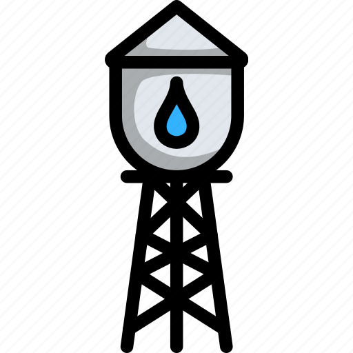 Tower, water, container, structure, lineart, reservoir, tank icon - Download on Iconfinder