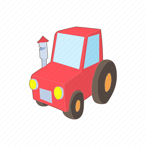 Agriculture, cartoon, equipment, farming, field, red, tractor icon - Download on Iconfinder