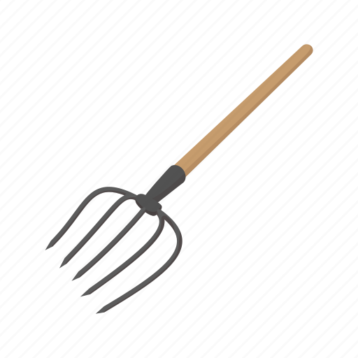 Cartoon, fork, hay, leaves, pitchfork, rake, tool icon - Download on Iconfinder