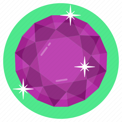 Gemstone, round amethyst, emerald, carbon crystal, birthstone icon - Download on Iconfinder