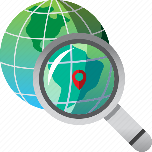 Destination, find, global, magnifier, pin, search, world icon - Download on Iconfinder
