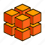 cube, stack, divide 