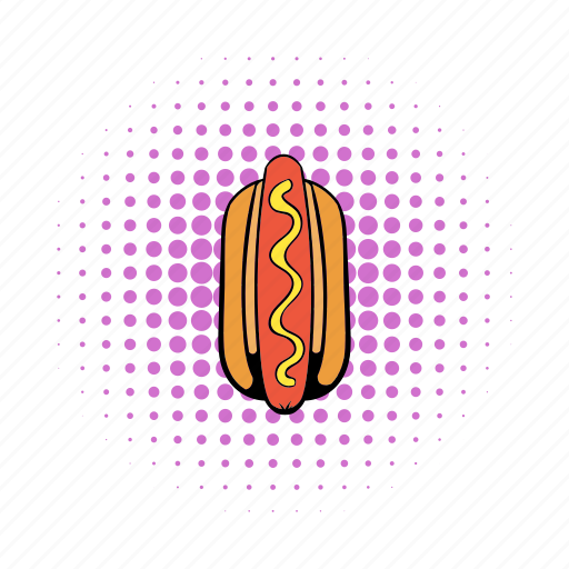 Bun, comics, grilled, hotdog, meat, mustard, sausage icon - Download on Iconfinder